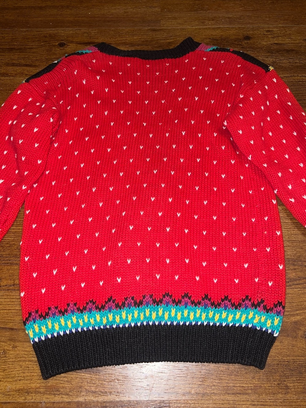 Vintage Chunky Knit Ramie Blend Cardigan Red Sweater Geometric 80’s Retro Size S - Picture 3 of 12
